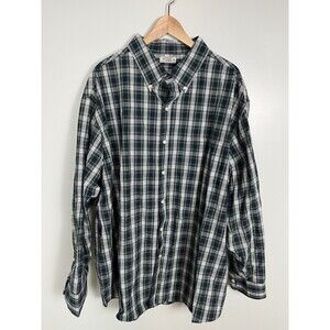 Reed Edward Mens Button Down Shirt Long Sleeve 100%Cotton Green White‎ Plaid 2XL